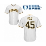 Youth Pittsburgh Pirates #45 Michael Feliz Authentic White Home Cool Base Baseball Player Jersey