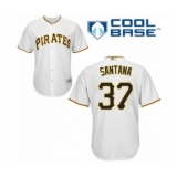 Youth Pittsburgh Pirates #37 Edgar Santana Authentic White Home Cool Base Baseball Player Jersey