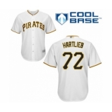 Youth Pittsburgh Pirates #22 Geoff Hartlieb Authentic White Home Cool Base Baseball Player Jersey