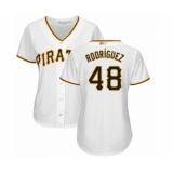 Women's Pittsburgh Pirates #48 Richard Rodriguez Authentic White Home Cool Base Baseball Player Jersey