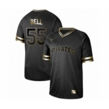 Men's Pittsburgh Pirates #55 Josh Bell Authentic Black Gold Fashion Baseball Jersey