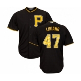 Men's Pittsburgh Pirates #47 Francisco Liriano Authentic Black Team Logo Fashion Cool Base Baseball Jersey