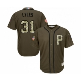 Men's Pittsburgh Pirates #31 Jordan Lyles Authentic Green Salute to Service Baseball Jersey
