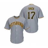 Men's Pittsburgh Pirates #17 JB Shuck Replica Grey Road Cool Base Baseball Jersey