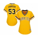 Women's Pittsburgh Pirates #53 Melky Cabrera Replica Gold Alternate Cool Base Baseball Jersey