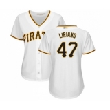 Women's Pittsburgh Pirates #47 Francisco Liriano Replica White Home Cool Base Baseball Jersey