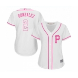 Women's Pittsburgh Pirates #2 Erik Gonzalez Replica White Fashion Cool Base Baseball Jersey