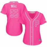 Women's Majestic Pittsburgh Pirates #55 Josh Bell Replica Pink Fashion Cool Base MLB Jersey