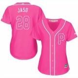 Women's Majestic Pittsburgh Pirates #28 John Jaso Authentic Pink Fashion Cool Base MLB Jersey