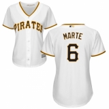 Women's Majestic Pittsburgh Pirates #6 Starling Marte Replica White Home Cool Base MLB Jersey