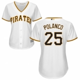 Women's Majestic Pittsburgh Pirates #25 Gregory Polanco Authentic White Home Cool Base MLB Jersey
