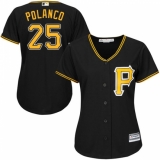 Women's Majestic Pittsburgh Pirates #25 Gregory Polanco Replica Black Alternate Cool Base MLB Jersey
