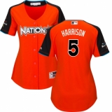 Women's Majestic Pittsburgh Pirates #5 Josh Harrison Authentic Orange National League 2017 MLB All-Star MLB Jersey