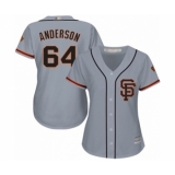 Women's San Francisco Giants #64 Shaun Anderson Authentic Grey Road 2 Cool Base Baseball Player Jersey