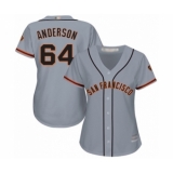 Women's San Francisco Giants #64 Shaun Anderson Authentic Grey Road Cool Base Baseball Player Jersey