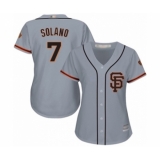 Women's San Francisco Giants #7 Donovan Solano Authentic Grey Road 2 Cool Base Baseball Player Jersey