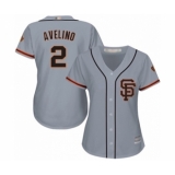 Women's San Francisco Giants #2 Abiatal Avelino Authentic Grey Road 2 Cool Base Baseball Player Jersey