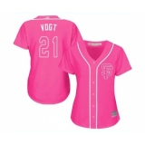 Women's San Francisco Giants #21 Stephen Vogt Replica Pink Fashion Cool Base Baseball Jersey