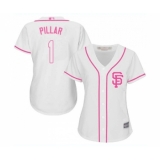 Women's San Francisco Giants #1 Kevin Pillar Replica White Fashion Cool Base Baseball Jersey