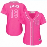 Women's Majestic San Francisco Giants #19 Alen Hanson Replica Pink Fashion Cool Base MLB Jersey