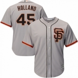 Youth Majestic San Francisco Giants #45 Derek Holland Authentic Grey Road 2 Cool Base MLB Jersey