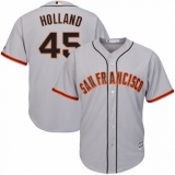 Men's Majestic San Francisco Giants #45 Derek Holland Replica Grey Road Cool Base MLB Jersey
