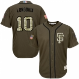 Youth Majestic San Francisco Giants #10 Evan Longoria Replica Green Salute to Service MLB Jersey