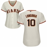 Women's Majestic San Francisco Giants #10 Evan Longoria Authentic Cream Home Cool Base MLB Jersey