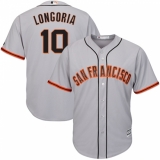 Youth Majestic San Francisco Giants #10 Evan Longoria Replica Grey Road Cool Base MLB Jersey
