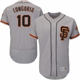 Men's Majestic San Francisco Giants #10 Evan Longoria Grey Alternate Flex Base Authentic Collection MLB Jersey
