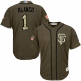 Youth Majestic San Francisco Giants #1 Gregor Blanco Authentic Green Salute to Service MLB Jersey