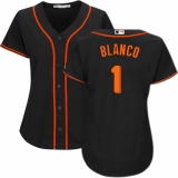 Women's Majestic San Francisco Giants #1 Gregor Blanco Authentic Black Alternate Cool Base MLB Jersey