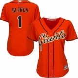 Women's Majestic San Francisco Giants #1 Gregor Blanco Replica Orange Alternate Cool Base MLB Jersey