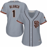 Women's Majestic San Francisco Giants #1 Gregor Blanco Authentic Grey Road 2 Cool Base MLB Jersey