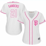 Women's Majestic San Francisco Giants #21 Deion Sanders Replica White Fashion Cool Base MLB Jersey