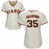 Women's Majestic San Francisco Giants #35 Brandon Crawford Authentic Cream Home Cool Base MLB Jersey