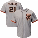 Youth Majestic San Francisco Giants #21 Deion Sanders Authentic Grey Road 2 Cool Base MLB Jersey