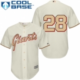 Men's Majestic San Francisco Giants #28 Buster Posey Authentic Cream Commemorative Cool Base MLB Jersey