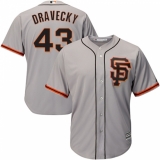 Men's Majestic San Francisco Giants #43 Dave Dravecky Replica Grey Road 2 Cool Base MLB Jersey
