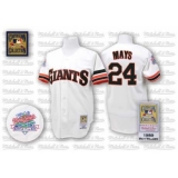 Men's Mitchell and Ness San Francisco Giants #24 Willie Mays Replica White Throwback MLB Jersey