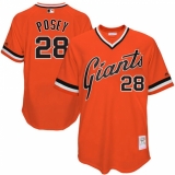 Men's Mitchell and Ness San Francisco Giants #28 Buster Posey Replica Orange Throwback MLB Jersey