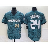 Men's Nike Seattle Mariners #24 Ken Griffey Number Teal 2023 All Star Cool Base Stitched Jersey