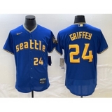 Men's Seattle Mariners #24 Ken Griffey Number Blue 2023 City Connect Flex Base Stitched Jersey 1
