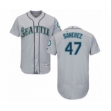 Men's Seattle Mariners #47 Ricardo Sanchez Grey Road Flex Base Authentic Collection Baseball Player Jersey