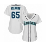 Women's Seattle Mariners #65 Brandon Brennan Authentic White Home Cool Base Baseball Player Jersey