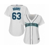 Women's Seattle Mariners #63 Austin Adams Authentic White Home Cool Base Baseball Player Jersey