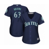 Women's Seattle Mariners #63 Austin Adams Authentic Navy Blue Alternate 2 Cool Base Baseball Player Jersey