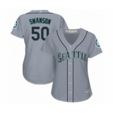 Women's Seattle Mariners #50 Erik Swanson Authentic Grey Road Cool Base Baseball Player Jersey