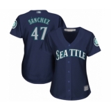 Women's Seattle Mariners #47 Ricardo Sanchez Authentic Navy Blue Alternate 2 Cool Base Baseball Player Jersey