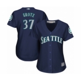 Women's Seattle Mariners #37 Zac Grotz Authentic Navy Blue Alternate 2 Cool Base Baseball Player Jersey